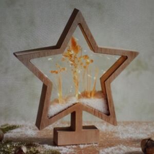 New‎ LED Lumineo Wood Holiday Star With Snow & Fairy Lights Table Decor